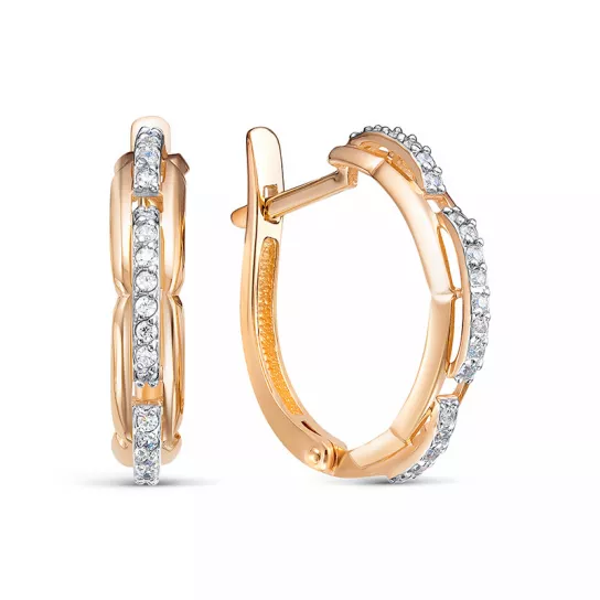 Серьги с фианитом из золота