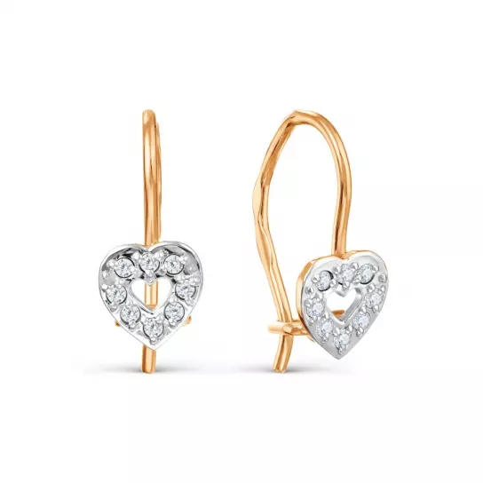 Серьги детские с фианитом из золота