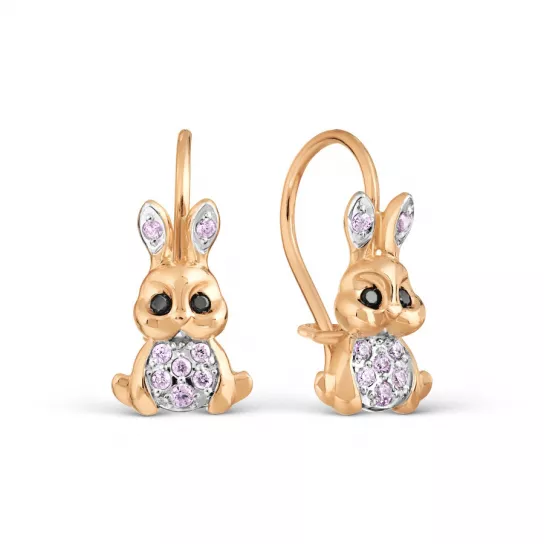 Серьги детские с фианитом из золота