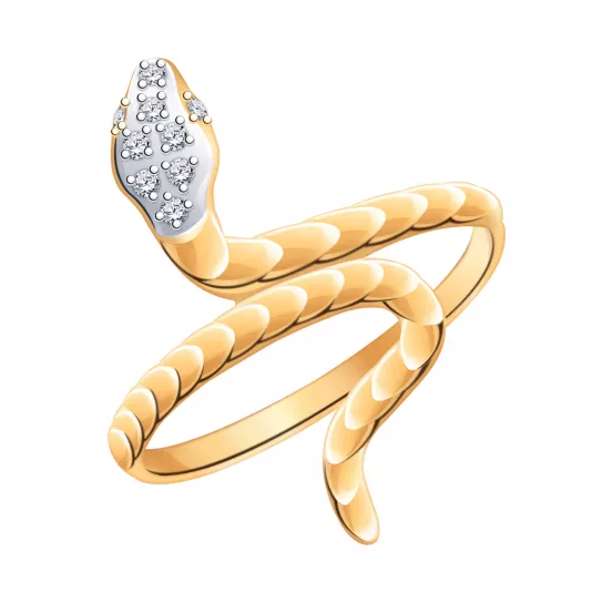 Кольцо с фианитом из золота