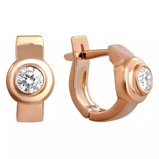 Серьги с фианитом из золота