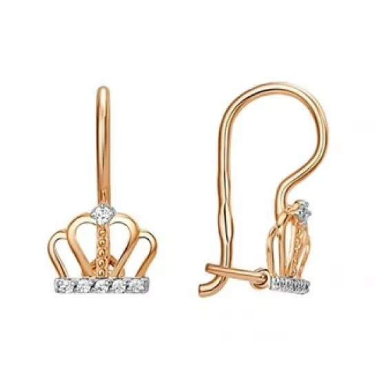 Серьги детские с фианитом из золота