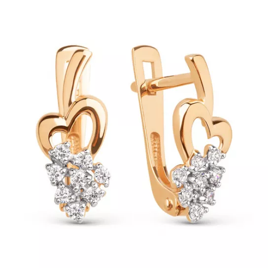 Серьги с фианитом из золота