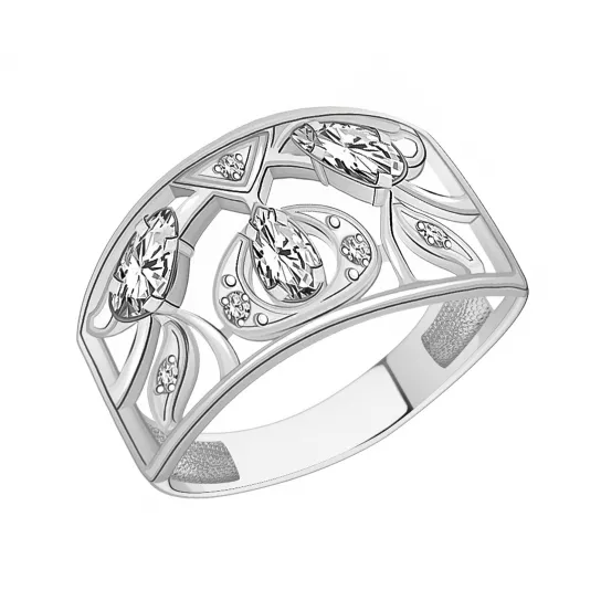 Кольцо с фианитом из серебра