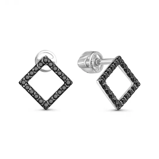 Пусеты с фианитом из серебра