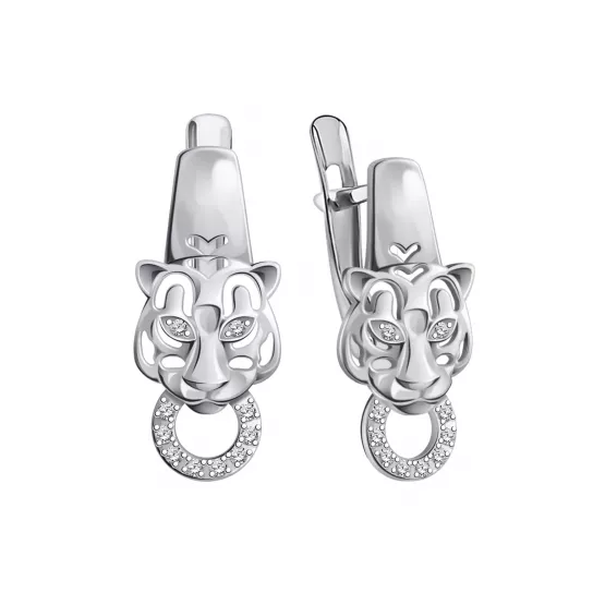 Серьги с фианитом из серебра