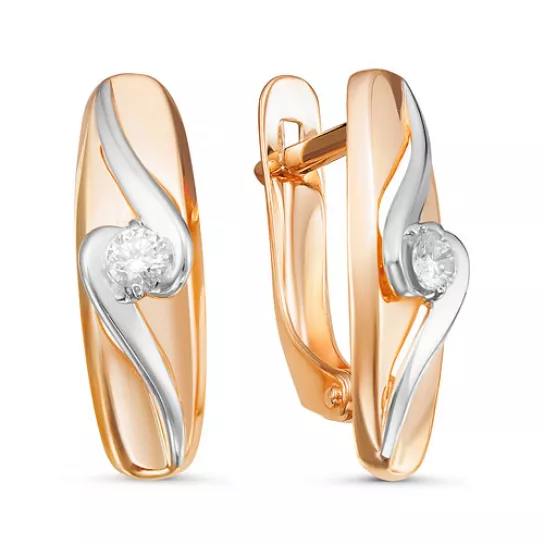 Серьги с фианитом из золота