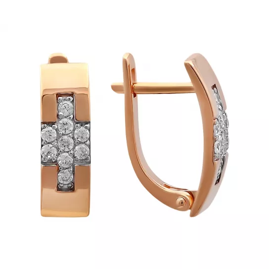 Серьги с фианитом из золота