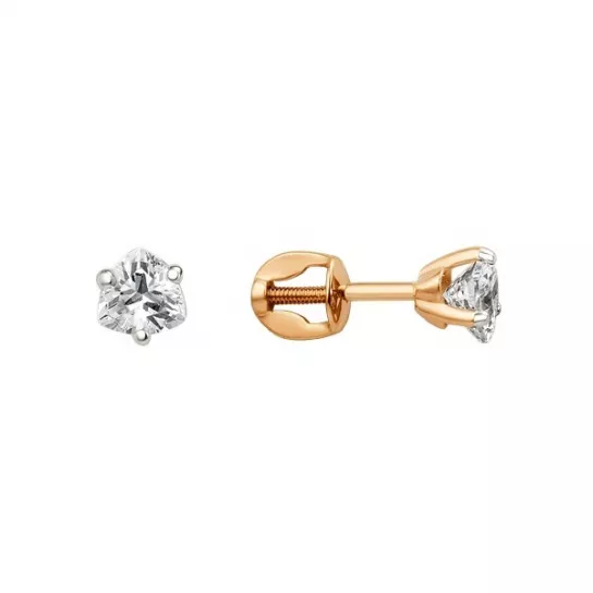 Пусеты с фианитом из золота