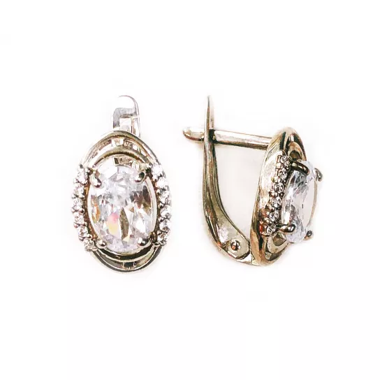 Серьги с фианитом из серебра