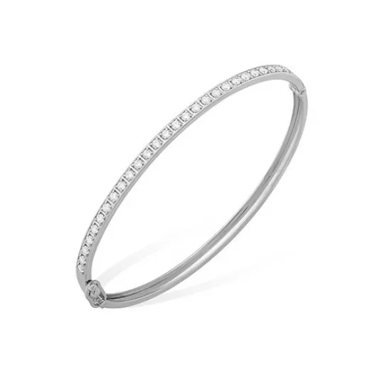 Браслет жесткий с фианитом из серебра