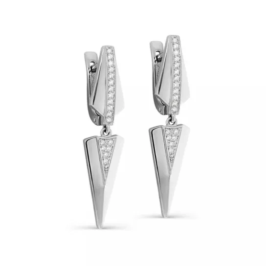 Серьги с фианитом из серебра