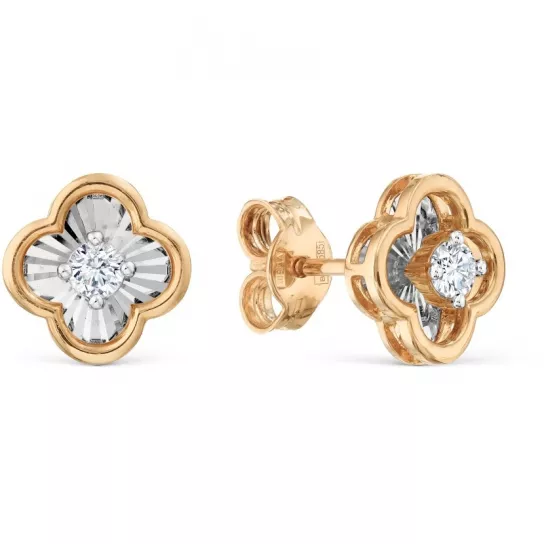 Пусеты с фианитом из золота