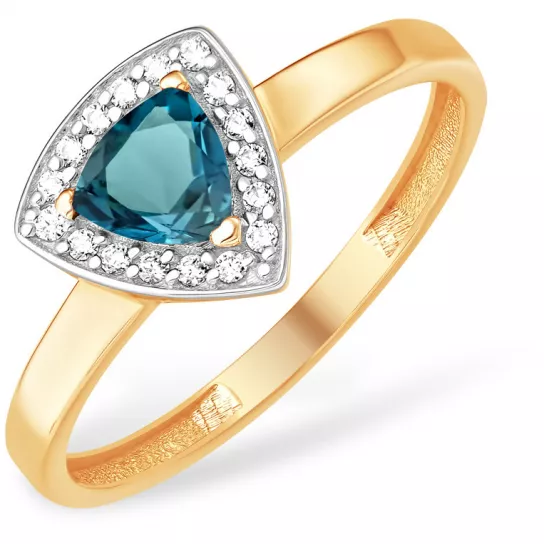 Кольцо с аметистом и фианитом из золота