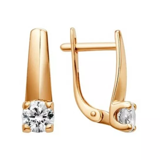 Серьги с фианитом из золота