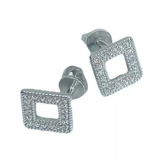 Пусеты с фианитом из серебра