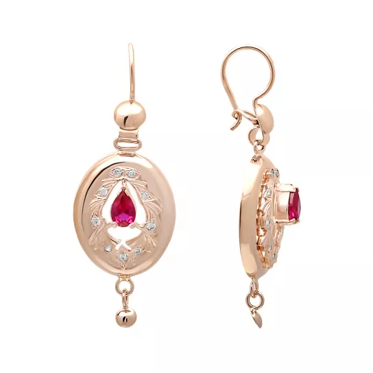 Серьги-самовары с фианитом из золота