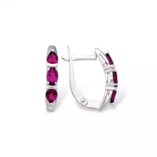 Серьги с рубином из серебра
