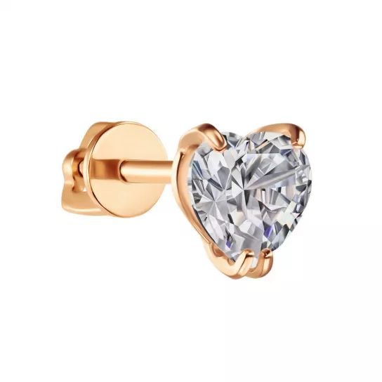 Серьга с фианитом из золота