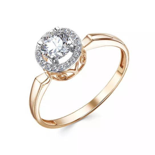 Кольцо с фианитом из золота