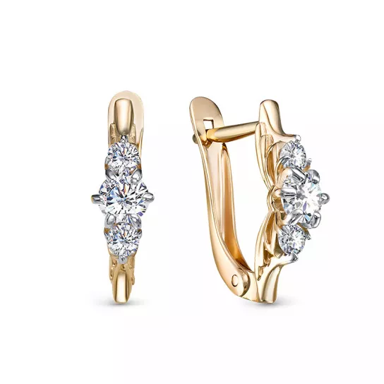 Серьги с фианитом из золота