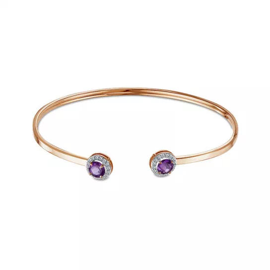 Браслет жесткий с топазом и фианитом из золота