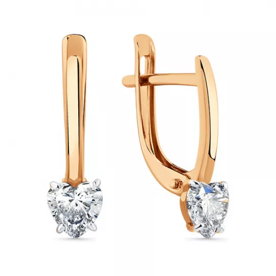 Серьги с фианитом из золота