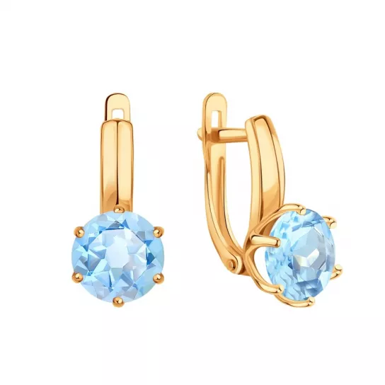 Серьги с топазом из золота