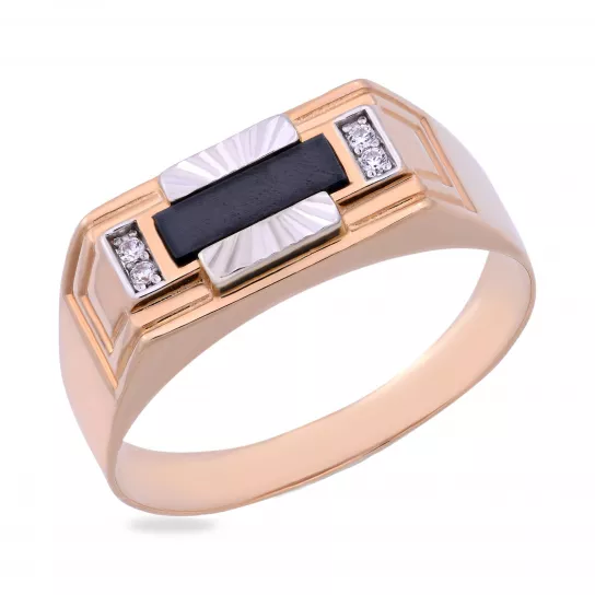 Кольцо-печатка с фианитом из золота