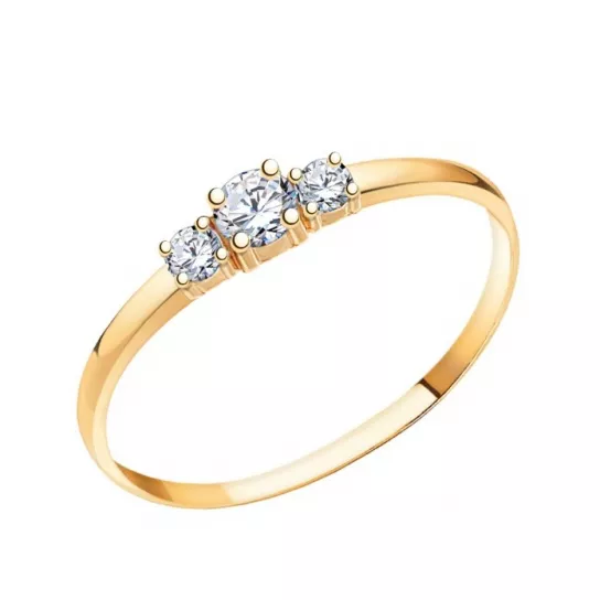 Кольцо с фианитом из золота